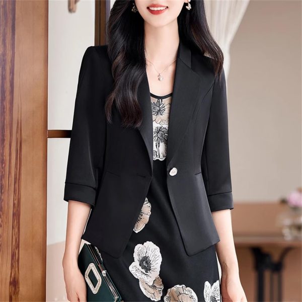 61pDg9t5PNL.jpg Women Summer Style Elegant Office Wear Jacket Business Uniforms Half Blazer Work Coat