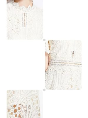 Womens Summer Hollow Out Party A Line Midi Long Princess Elegant Office Runway Robes Dress