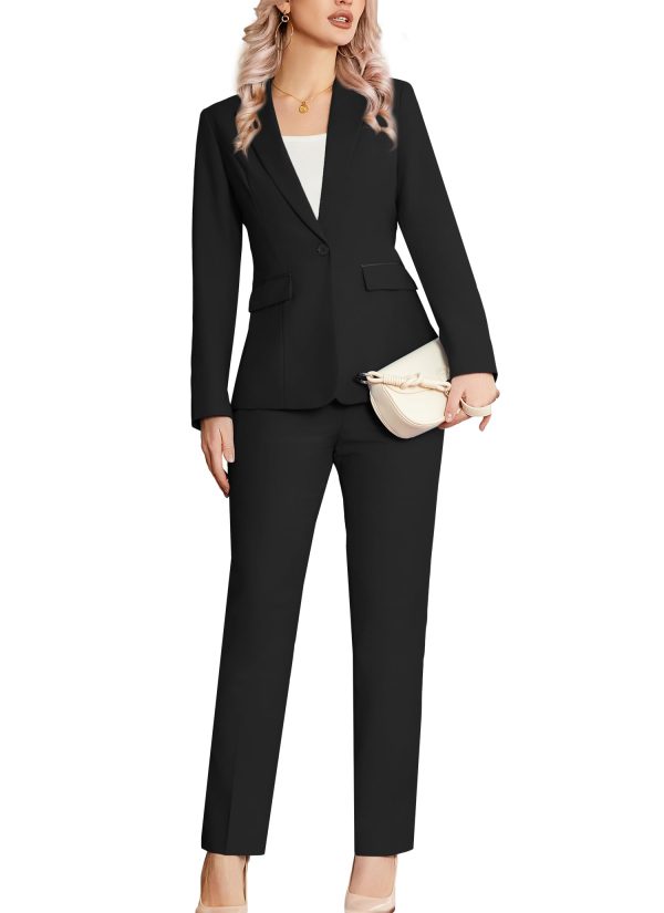 61q6eKhwcVL.jpg Women's 2 Piece Suit Notched Lapel One Button Slim Fit Business Office Work Tuxedo Blazer Pants Set