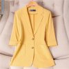 Women Spring Summer Wear Half Sleeve Jacket Office Single Breasted Thin Suit Blazer