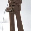 Women's 2 Piece Outfits Sweater Set Wide Leg Pants High Neck Sweatsuit Loungewear