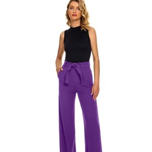 Women's Casual High Waisted Wide Leg Dress Pants with Pockets and Belt