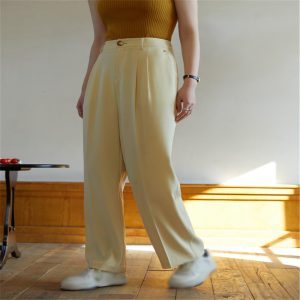 Women Suit Pants Straight Wide Leg Trouser Summer Long Pant Office Lady Bottom Loose Pants for Women