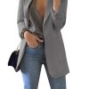Women’s Casual Long Sleeve Open Front Blazer Lapel Collar Cardigan Plus Size Work Jackets