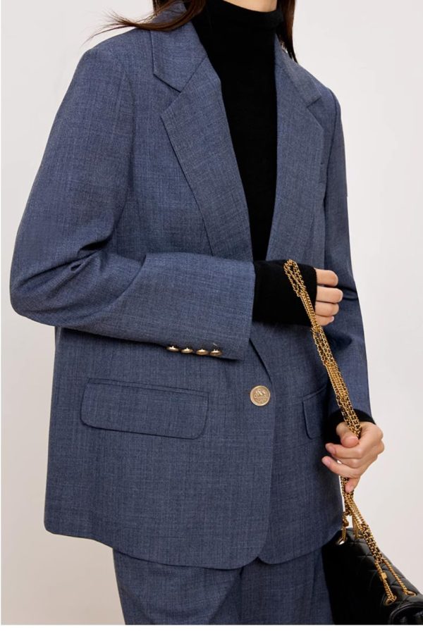 61yAtBMMmrL.jpg Women's One Button Coat Work Office Suit Jacket Notch Lapel Blazer