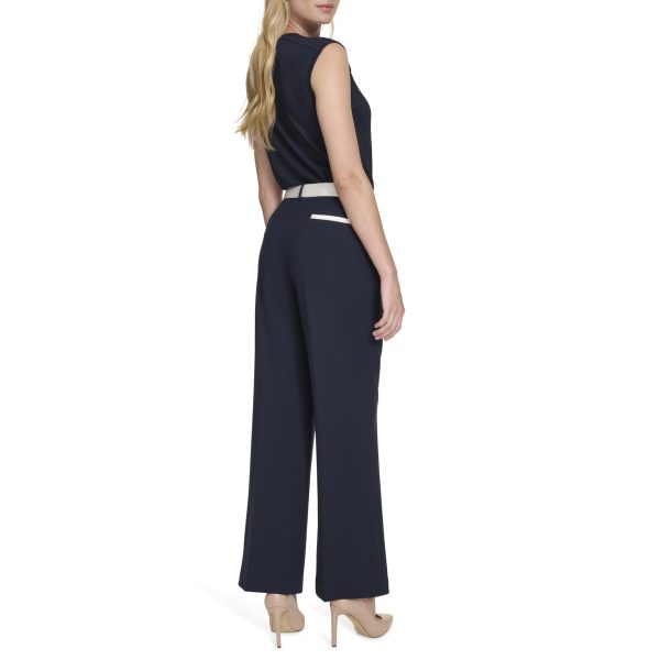 61zZazakyqL.jpg womens Contrast Waist Flare Trouser Pant