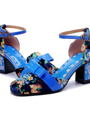 Women's Chunky Low Block Heels Mary Jane Summer Leather Closed Toe Work Pumps Comfortable Round Toe Dress Wedding Shoes Square