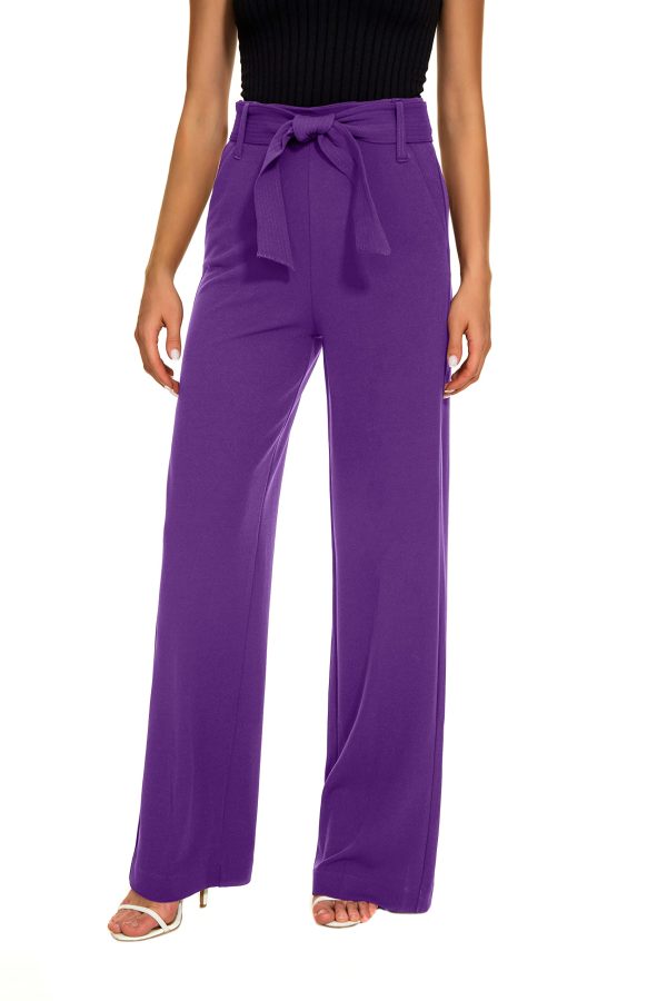 71-qfZs91fL.jpg Women's Casual High Waisted Wide Leg Dress Pants with Pockets and Belt