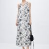 Women‘s Boho Tribal Halter Dress Cotton Linen Printed Sleeveless Hanging Neck Drawstring Long Beach Dress with Pockets