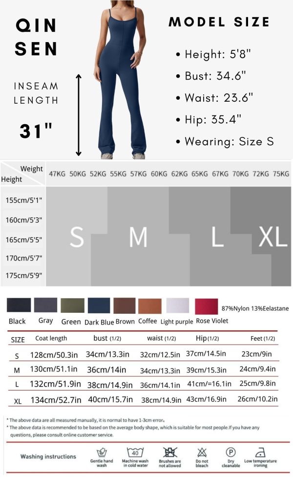 710a5NemgML.jpg Flare Jumpsuits for Women Spaghetti Straps Scoop Neck Bodycon Full Length Casual Unitard Playsuit
