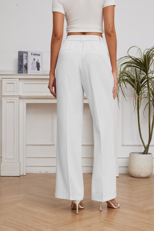 712G9-uImZL.jpg Women Suit Pants Wide Leg Pants High Elastic Waisted in The Back Business Work Trousers Long Straight
