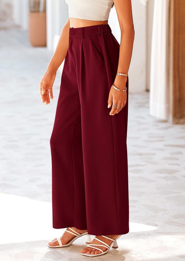 712VQHdTzJL.jpg Women's Wide Leg Suit Pants Loose Fit High Elastic Waisted Business Casual Long Trousers Pant
