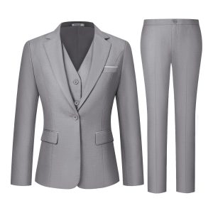 Women's 3 Piece Suit Lady Business Casual Office One Button Slim Fit Blazer Jacket Vest Pants Set