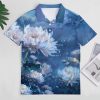 White Floral Landscape Womens Polo Shirts Short Sleeve Golf Shirts Casual Tennis Shirts for Work Business