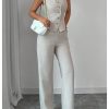 Women's 2 Piece Outfits V Neck Button Down Vest Tops and High Waisted Pants Set Office Work Suit