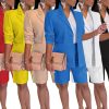 Womens 2 Piece Blazer Outfits Lapels Open Front Suit Jacket and Bermuda Shorts Set