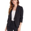 Women's Soft Stretchy Lightweight Cardigan Blazer One Button 3/4 Ruched Sleeve Business Casual Blazer Jackets