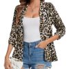 Womens Chiffon Blazer 3/4 Sleeve Shawl Collar Open Front Blazers Casual Work Office Cardigan Suit Jacket