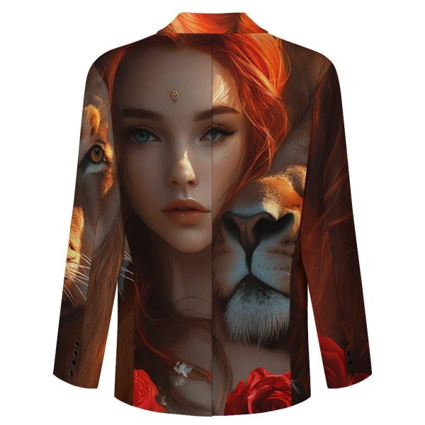 715cvAIxaL.jpg Red Hair Woman Lion Rose Funny Suits Blazer for Men Business Jacket 2 Button Sport Coat Wedding Office