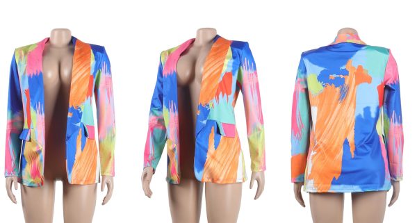 717VnDGZnzL.jpg Womens Casual Blazer Jacket Multicolor Long Sleeve Open Front Work Office Blazer Jacket
