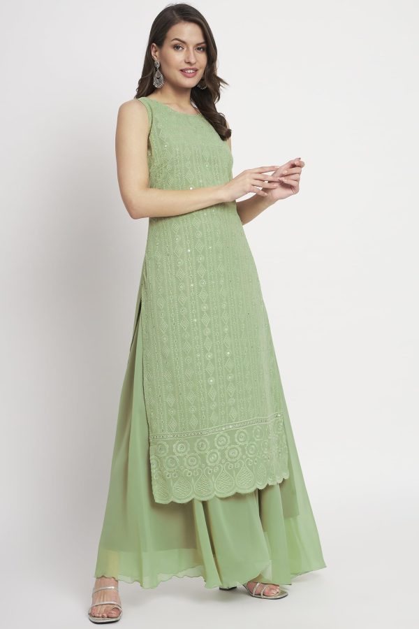 717oFhDVmQL.jpg Women's Georgette Chikankari Embroidery Kurta set with Dupatta