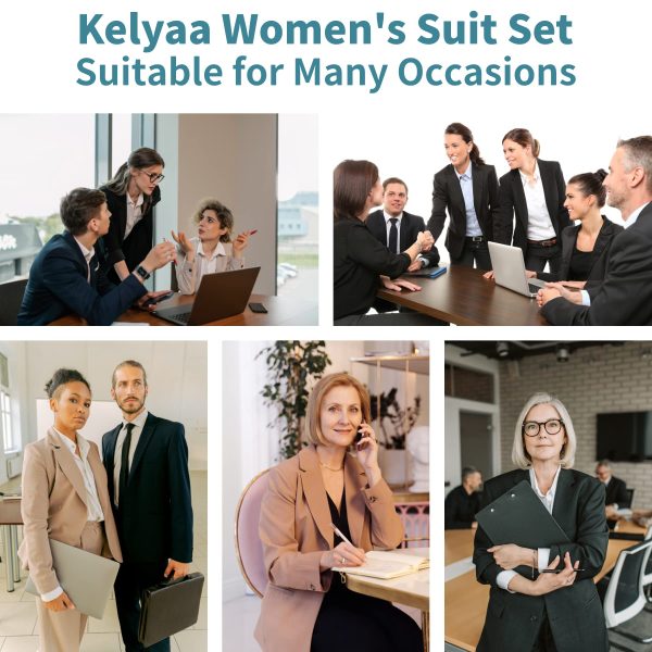 718EUFVm2dL.jpg Women's 2 Piece Suit Lady 2 Button Business Work Office Slim Fit Blazer Jacket Pants Set