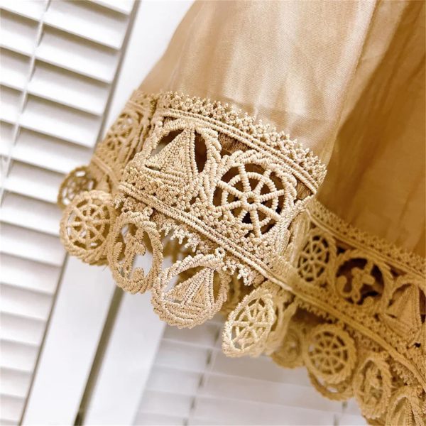 719pLrI-b3L.jpg Women’S Embroidered Lace Jacket with Pleated Skirt Set Summer Holiday Wear Hollow Out Design Two Piece Outfit
