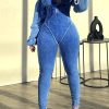 Women's Long Sleeve Workout Jumpsuit Sexy V neck Stretchy Ribbed Bodysuits Solid Color Comfy Bodycon Rompers
