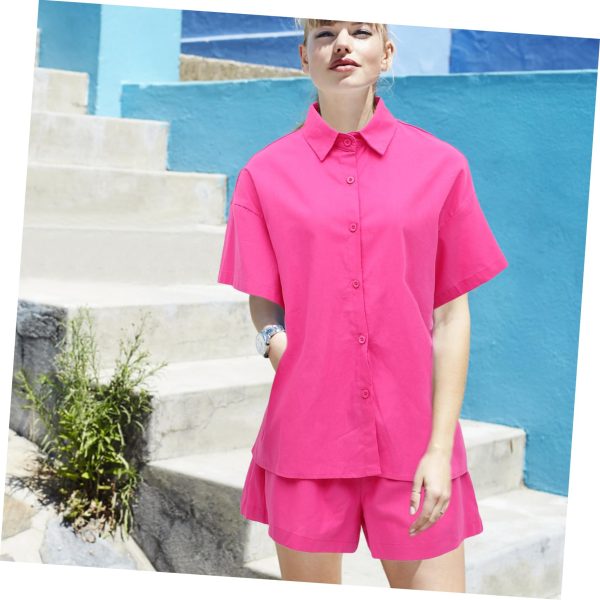 71BYSabu34L.jpg Women's Solid Short Sleeve Shirt Shorts Suit Set Summer Outfit for Women