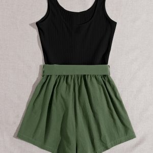 Casual Summer Rompers for Women Sleeveless Vacation Outfits Short Jumpsuit