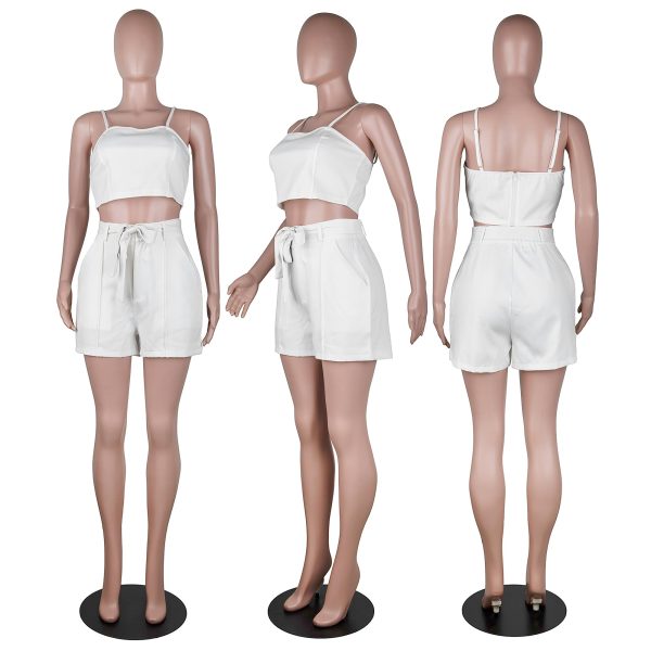 71BzWV3CfwL.jpg Women Sexy Bussiness Outfits 3 Piece Open Front Button Blazers + Crop Tops + Belted Shorts Set Jumpsuits