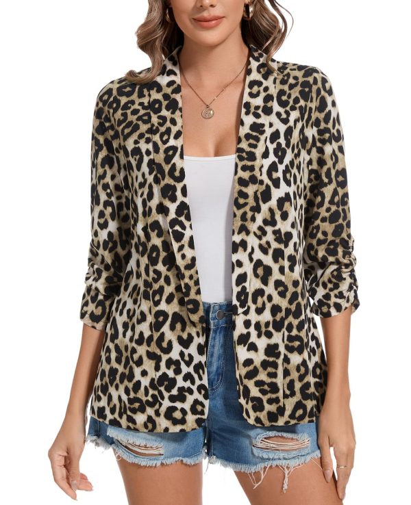 71Dxzn5j3oL.jpg Womens Chiffon Blazer 3/4 Sleeve Shawl Collar Open Front Blazers Casual Work Office Cardigan Suit Jacket