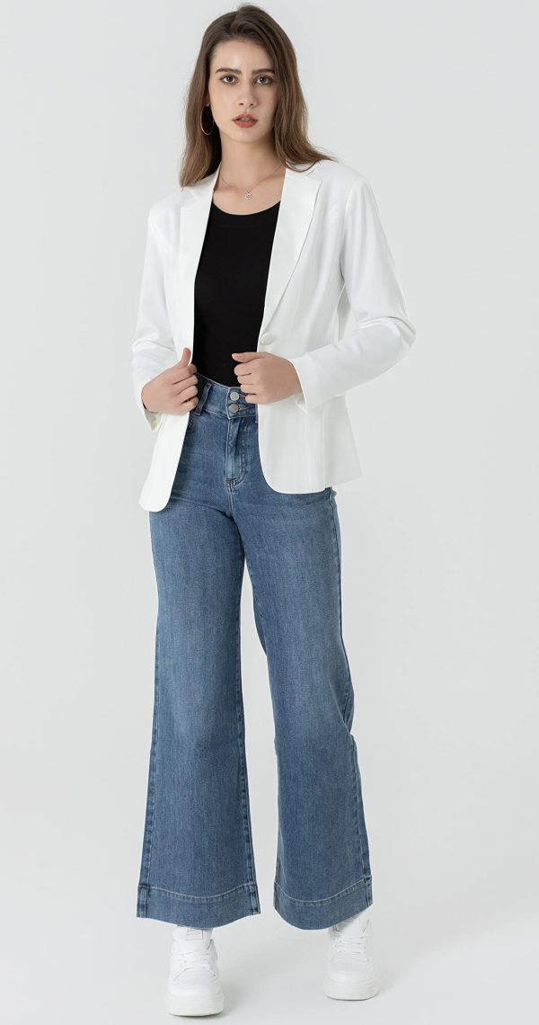 71GAAPekpTL.jpg Womens One Button Blazer Lightweight Office Work Suit Jacket