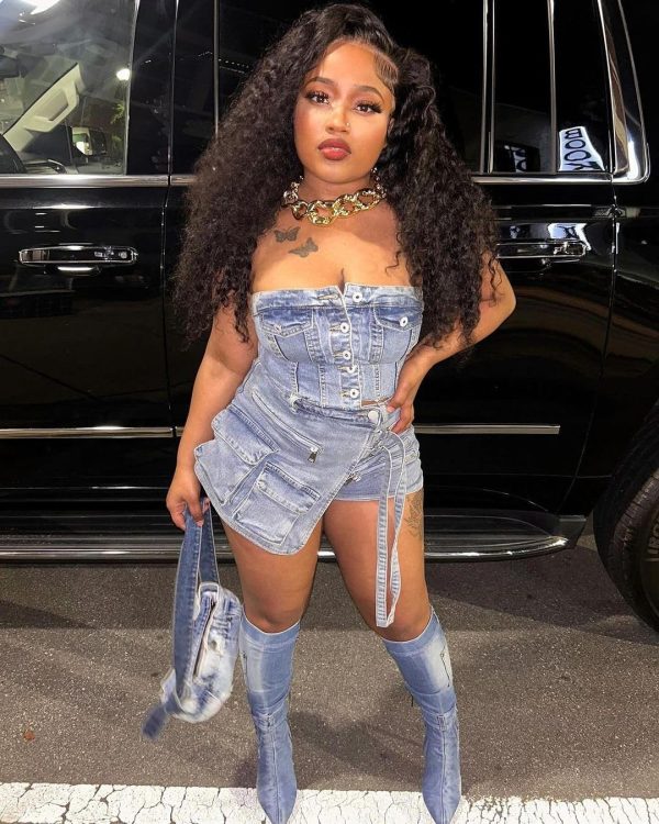 71GBHeMDOuL.jpg Women's Denim 2 Piece Outfits Button Tube Top and Cargo Shorts with Pockets Summer Sexy Jeans Shorts Set Tracksuits