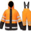 Waterproof Rain Suits for Men & Women, Hi-Vis Rain Jacket & Bib Overalls, Heavy Duty Rain Gear Outdoor Activities.