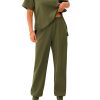 Women's Summer 2 Piece Outfit Tracksuits Casual Short Sleeve Tops High Waisted Sweatpants Set