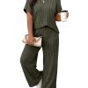 Women's Plus Size Short Sleeve Tee Shirt Wide Leg Pants 2 Piece Tracksuit