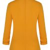 Womens Casual Work Office Blazer Pockets Buttons Suit Jacket 3/4 Sleeve