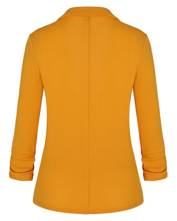 71K0g0KzE-L.jpg Womens Casual Work Office Blazer Pockets Buttons Suit Jacket 3/4 Sleeve