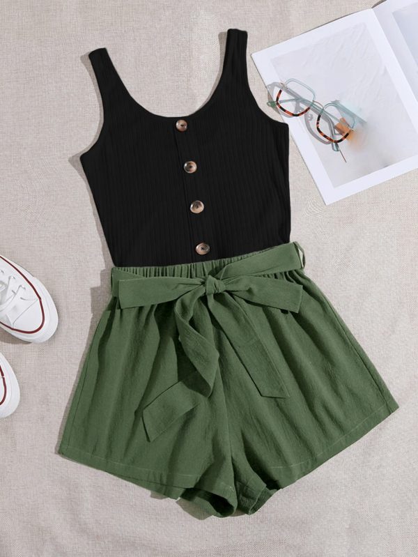 71LqCXvvI8L.jpg Casual Summer Rompers for Women Sleeveless Vacation Outfits Short Jumpsuit