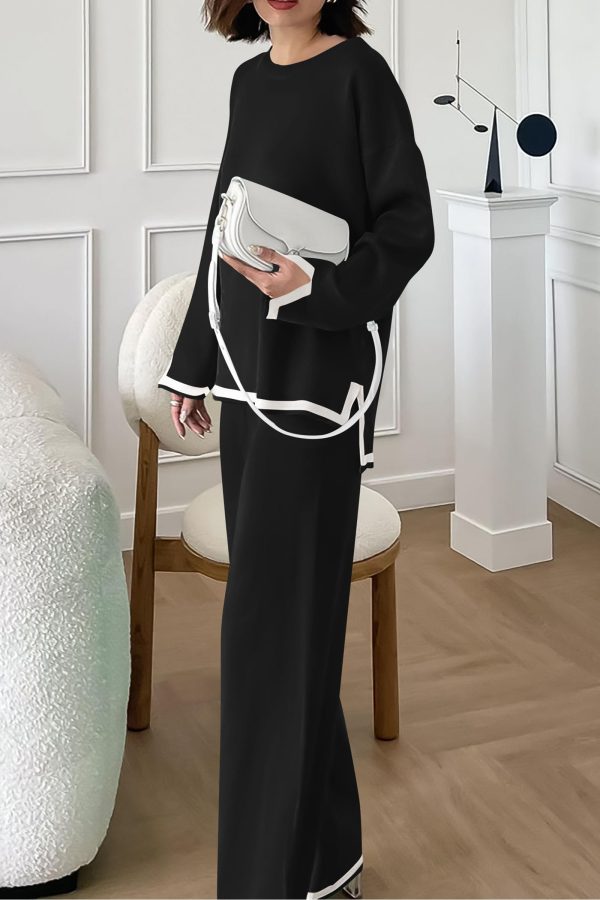71NEFWXbs1L.jpg Women's 2 Piece Knit Sweater Set Casual Long Sleeve Pullover Wide Leg Pants Sweatsuit Tracksuit Outfit
