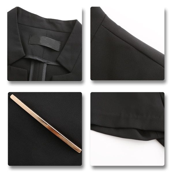 71PFvsNZx2L.jpg Women's 2 Piece Business Office Suit Set One Button Short Sleeve Blazer Jacket and Suit Pants