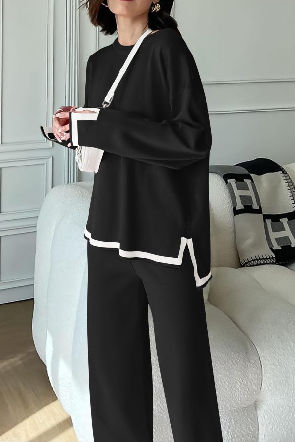 71PHo6bXwgL.jpg Women's 2 Piece Knit Sweater Set Casual Long Sleeve Pullover Wide Leg Pants Sweatsuit Tracksuit Outfit