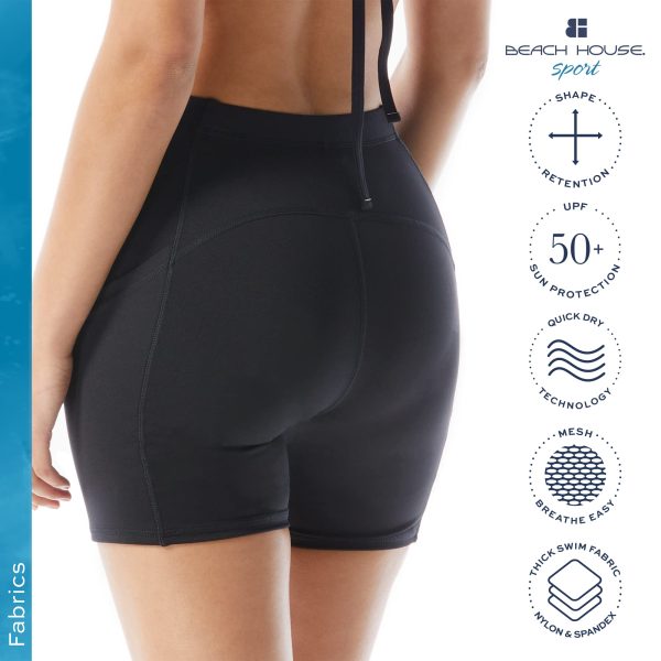 71RwE7pscL.jpg Beach House Indy 6” Biker Swim Short for Women — No-Slip Swim Jammer, Athletic Shorts