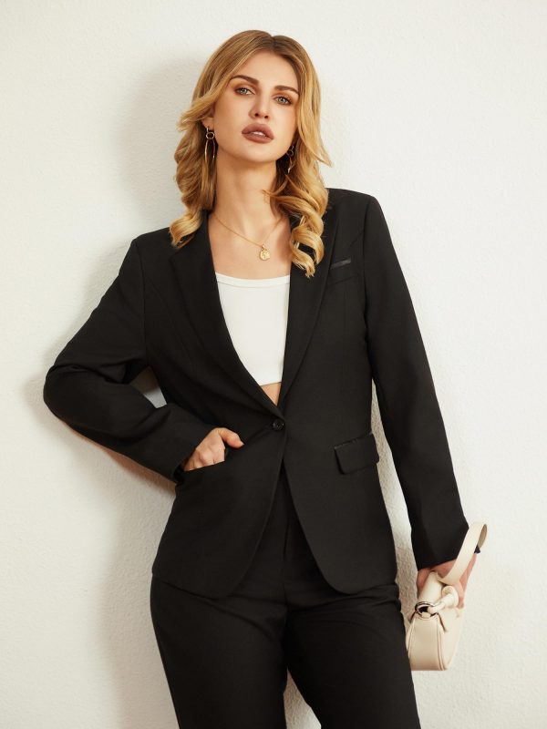 71Tf1HgaI1L.jpg Women's 2 Piece Suit Notched Lapel One Button Slim Fit Business Office Work Tuxedo Blazer Pants Set