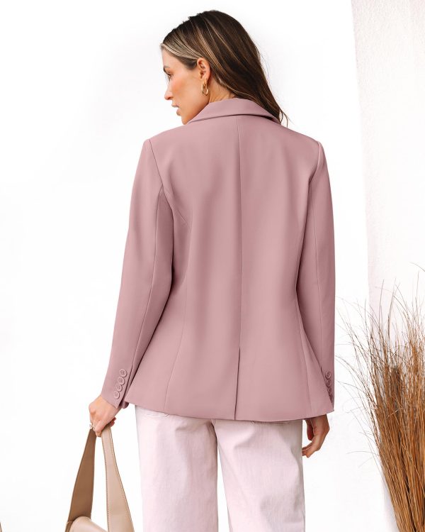 71UDSRSKWZL.jpg Dressy Blazers for Women Button Long Sleeve Lapel Business Casual Outfits Office Work Suit Blazer with Pockets