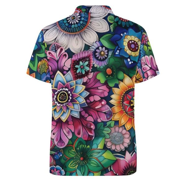 71Uztzo39mL.jpg Boho Floral Colorful Flowers Womens Polo Shirts Short Sleeve Golf Shirts Casual Tennis Shirts for Work Business