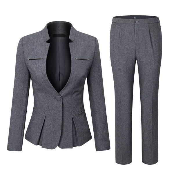 71VhnN5PMRL.jpg Women's Elegant Business 2 Piece Office Lady Suit Set Work Blazer Pant