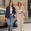 Women's Linen Blazer Lightweight Long Sleeve Shawl Lapel Suit Jacket Coat for Office Work Travel