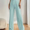 Straight Leg Pants Stretchy Button Business Casual Work Trousers Knit Elastic Waist Slacks
